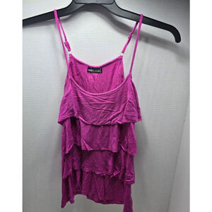 Juniors Wet Seal Pink Ruffled Tank Top XS